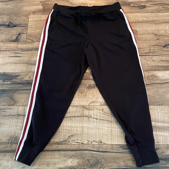 Athletic Works Pants - ATHLETIC WORKS Black Jogger Pants w/Side Stripe + Pockets Size Large